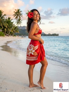 Pareo Hawaiano, Sarong Polinesio, Pareo de Playa con Estampado Floral Tropical, Ligero, Veraniego, OEM, ODM, Personalizado, 100% Rayón, Tela Chifón - Product Image 2