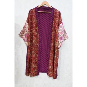 Robe longue kimono en soie patchwork, robe de mariée bohème, robe sexy imprimée faite à la main pour femmes - Product Image 1