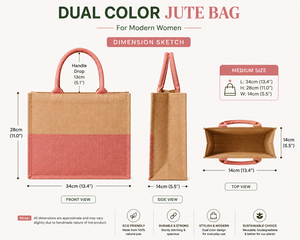 Bolsa de Yute Grande Personalizada de Doble Color con Asas Dobles para Mujer, Bolsa de Compras Reutilizable Ecológica, Elegante y Natural - Product Image 2