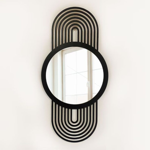 Trending Large Floor <b>Mirror</b> with Modern Black Metal <b>Frame</b> and Woven Rattan Accents Standing Wall <b>Mirror</b> for Bedroom Decor - Product Image 4