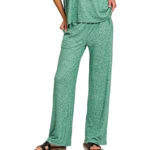 Conjunto de Pantalones Largos y Camiseta de Manga Corta para Mujer Veloro Zenana DK GREEN Soft Melange Talla S - Product Image 2