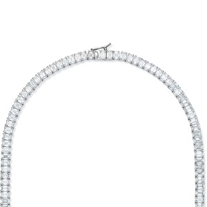 Collier tennis en or blanc 18 carats |   Chaîne de diamants de luxe taille émeraude avec certification IGI |   Roy Diamond Élégant Continu - Product Image 2