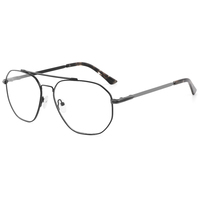 Montures optiques carrées géométriques en métal pour hommes, lunettes à double pont, fournisseur en gros avec options de personnalisation de marque