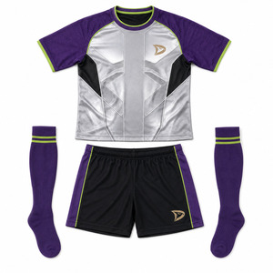 Men's Soccer Jersey Set Purple Silver Black Sublimated Short Sleeve Crew Neck Moisture Wicking Athletic Fit All Seasons - Product Image 5