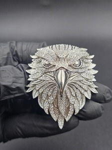 Colgante de águila personalizado, completamente cubierto de moissanita incolora, en plata 925, joyería hip hop con diamantes VVS personalizados de la India. - Product Image 6