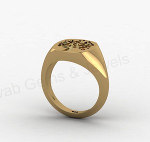Top Selling 18k Gold Solid 925 Silver 13mm Cushion Men <b>Tree</b> Life Multi Zircon Signet Memento Ring Nature Inspired Fine Jewelry - Product Image 2