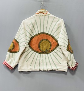 Veste en velours de coton Evil Eye, Manteau artisanal brodé à la main Suzani, Vêtement d'extérieur de luxe bohème - Product Image 6