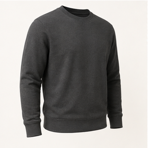 Sudadera Personalizada para Hombre, Color Gris Carbón, Corte Regular Relajado, Cuello Redondo Alto, Tejido French Terry, Modelo MCRW-0003 - Product Image 3