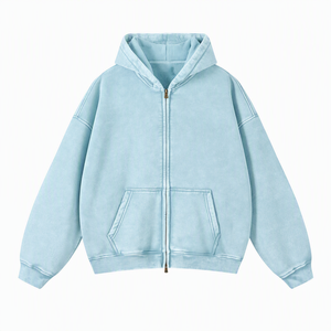 Oversized <b>Pink</b> Zip-Up Hoodie With Kangaroo Pocket Ribbed Cuffs And Adjustable Hood Unisex Casual Fleece <b>Sweatshirt</b> - Product Image 6