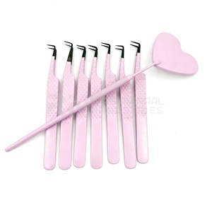 Pince à épiler pour extensions de cils RMI Black Plasma Tip, revêtement poudré rose, pointe en fibre, acier inoxydable / poignée diamantée - Product Image 5