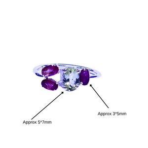 Anillo Clásico de Plata de Ley 925 Chapado en Oro con Turmalina Multicolor para Mujer, Joyería para Bodas - Product Image 6