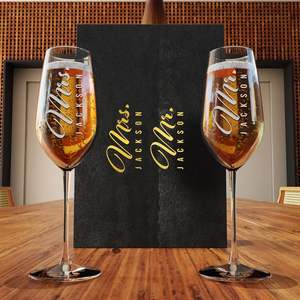 Flûtes à <span class=keywords><strong>champagne</strong></span> en cristal à long pied avec logo personnalisé, élégantes, pour mariage, <span class=keywords><strong>anniversaire</strong></span> - Product Image 6