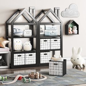 Set di 6 Cubi di Stoffa Pieghevoli da 11 Pollici con Manici, Contenitori Organizzatori per Scaffali e Cesti - Product Image 3