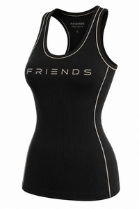 Premium Men's Black Ribbed Knitted Tank <b>Top</b> Heat-Transfer Printed Logo Breathable Plus Size Casual Crew Neck - Product Image 2