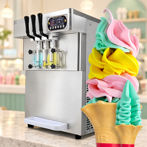 Nouvelle machine à glace molle mini 3 saveurs en acier inoxydable 304, haute productivité, pour lait et fruits, utilisation domestique en 4 minutes - Product Image 1