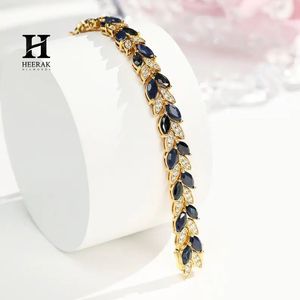 Pulsera de Diamantes y Zafiros Cultivados en Laboratorio, Chapada en Oro de 18K, Diseño Tenis de Lujo, Elegante Regalo de Joyería para Mujer - Product Image 2