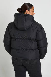 High Quality Custom Logo Design <b>Black</b> Hooded Padded Women Puffer Jacket <b>Windbreaker</b> Winter Warm Outdoor Bubble Jacket For Women - Product Image 5