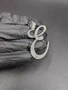 Colgante de Letra Cursiva E con Incrustaciones de Moissanita, Estilo Hip Hop, para Fiestas y Eventos, con Plata 925, Joyería Fina, Colgantes y Dijes - Product Image 6