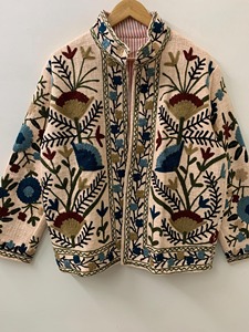 Mandarin Collar Embroidered Floral Jacket Three Quarter Sleeve Bohemian Style Cotton Outerwear Autumn Casual Women's Plus Size - Product Image 4