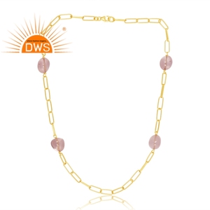 สร้อยคอจี้อัญมณีควอตซ์ธรรมชาติชุบทอง18K สำหรับผู้ผลิตเครื่องประดับอัญมณี - Product Image 4