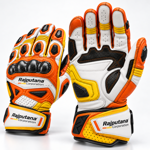 Rajputana Corporation Leather Motorcycle Gloves Full Finger Carbon Fiber Protection Gloves Custom Printed Racing Leather Gloves - Product Image 3