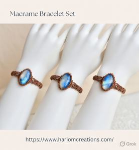 Pulsera de Macramé de Cobre Hecha a Mano con Piedra Lunar, Joyería Boho Ajustable con Propiedades Curativas - Product Image 2