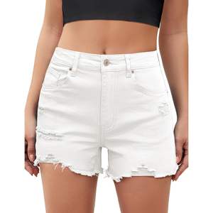 2025 taille haute femmes Skinny Jean Shorts à la mode été décontracté déchiré coupure extensible Denim Jorts en détresse - Product Image 1