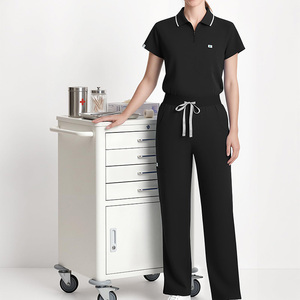 Ensemble de blouses médicales noires personnalisées pour femmes, en polyester tissé, pantalon et haut d'uniforme d'hôpital, vêtements de travail pour infirmières - Product Image 5