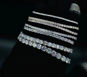 สร้อยข้อมือเพชรโมอิสสีเงินสเตอร์ลิงขนาด7มม. 925สร้อยข้อมือเพชรแอสเชอร์ของขวัญแต่งงานสำหรับเธอสร้อยข้อมือตามสั่ง - Product Image 3