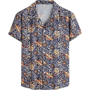 Chemises à manches courtes pour hommes, style plage d'été, en satin tricoté, respirantes, séchage rapide, écologiques, personnalisables en gros - Product Image 2