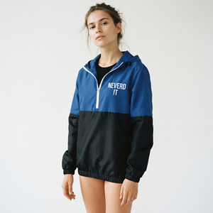 Veste coupe-vent à capuche pour femme, fermeture éclair 3/4, veste de randonnée, 100% nylon, imperméable, capuche personnalisée avec logo brodé, pull à capuche anti-pluie - Product Image 1