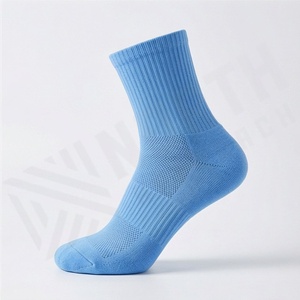 Blue Crew <b>Socks</b> Solid Color <b>Breathable</b> Knitted Regular Style Adult Casual Daily Wear <b>Socks</b> - Product Image 3