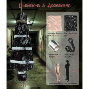 AnanBros Corpo Morto Sospeso da 1,5 m, Decorazioni Spaventose di Halloween per Casa Infestata, Vittima Caduta, Decorazioni di Halloween - Product Image 2