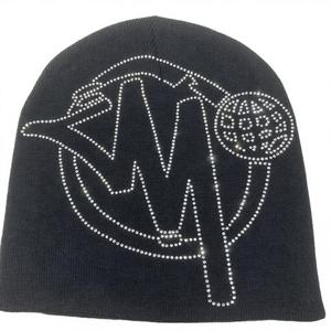 Chapeau d'hiver en tricot chaud de haute qualité, dernier modèle unisexe, dessin animé, diamant, polyester/coton, mode, fait à la main, tricoté chaud, strass - Product Image 1