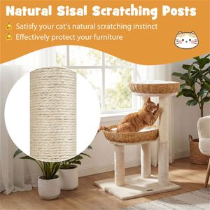 Torre per Gatti da Interno a Più Livelli con 2 Cesti in Vimini e Posti di Tiraggio in Sisal per Arrampicata e Graffiatura per Gatti e Animali Domestici - Product Image 5