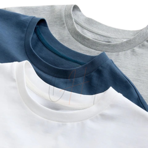 Camiseta de algodón bicolor para hombre con panel de rayas en el pecho, ecológica, transpirable, de secado rápido, informal, de manga corta y cuello redondo, holgada. - Product Image 4