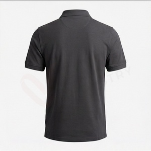 Polo à manches courtes gris foncé pour homme, 100% coton piqué, respirant, coupe classique, tricot uni, design décontracté - Product Image 2