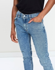 Jean slim homme sur mesure, taille mi-haute, imperméable, 100 % coton denim, coupe droite, blanc délavé, grandes tailles - Product Image 2