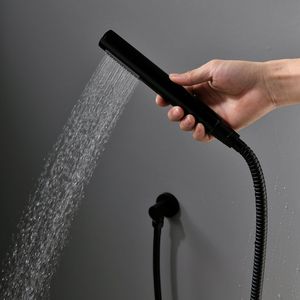 El Sistema de ducha de baño de lluvia completo termostático negro mate con ducha de mano incluye válvula rugosa-Juego de accesorios de baño - Product Image 5