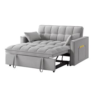 Divano Letto 4-in-1 Trapuntato con Braccioli e Tasche Portaoggetti, Schienale Regolabile, Funzione Estraibile Multifunzione - Product Image 6