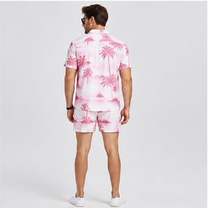 Chemises de plage hawaïennes personnalisées pour hommes, imprimées de motifs floraux, à manches courtes, boutonnées, vêtements de plage décontractés pour les vacances tropicales, vente en gros - Product Image 5