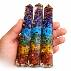Tour de cristal d'orgone 7 chakras en gros, 7 pouces, poli, de haute qualité, baguette naturelle, obélisque énergétique de guérison pour la méditation et le Reiki - Product Image 6