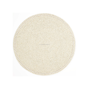 Set de table en verre perlé de luxe |   Nappe ronde en perles d'ivoire pour salle à manger, cuisine, restaurant, hôtel, mariage, décoration de la maison, design élégant - Product Image 3