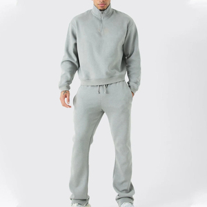 Ensemble de survêtement unisexe gris foncé 100% coton, sweat-shirt à capuche avec poches latérales, pantalon de jogging à taille élastique, vêtements décontractés pour l'automne - Product Image 6