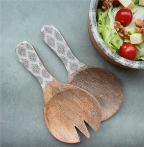 Wooden <b>Salad</b> <b>Spoon</b> Elegant Enamel Printed <b>Spoon</b> Handle Home Restaurant Tableware Decoration Flatware for Weddings - Product Image 1