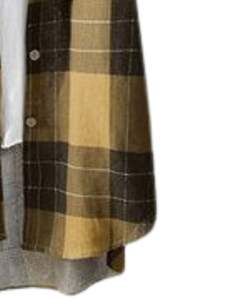 Vestido Camisero Largo a Cuadros Marrón Mostaza Personalizado para Mujer, Estilo Túnica Casual con Botones, Holgado y Suave de Algodón y Lino - Product Image 6