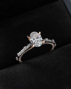 IGI/ Lab Grown Oval Cut Diamond Vintage 14K Amarillo Boda/Anillo de compromiso Unisex Fine White Gold Anniversary Party-Worthy - Product Image 1