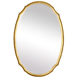 Miroir mural ovale plaqué or, décoration artistique glamour, miroir d'appoint pour entrée, pièce unique - Product Image 3
