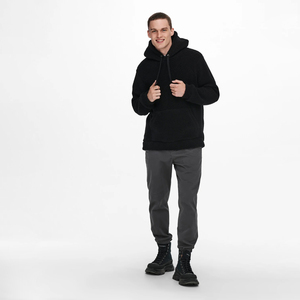 Men Thick Sherpa Hoodie Men Cozy Winter Eco-Friendly 100% Cotton Breathable Customizable Oversized Teddy Fleece Oversized Hoodie - Product Image 4