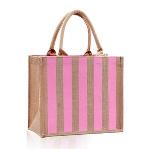 Bolsa de Yute con Estampado Geométrico de Excelente Calidad, Bolsa de Compras Elegante para Tiendas de Moda, Disponible a Precio de Fábrica - Product Image 1